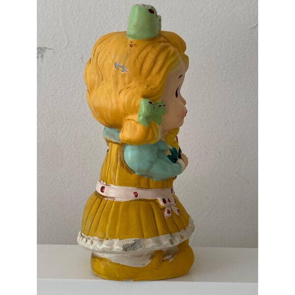 Vintage Girl Holding Flower COIN BANK Japan Ceramic Chalkware 1960's Decor AS IS - Picture 11 of 16